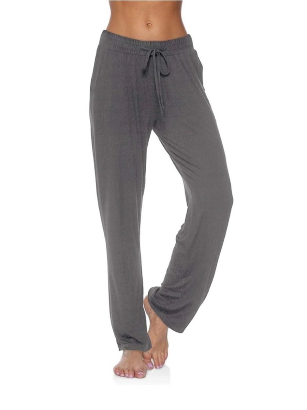 Wide Leg Drawstring Lounge Pants XL – Dark Gray Soft Comfy - Picture 3 of 6